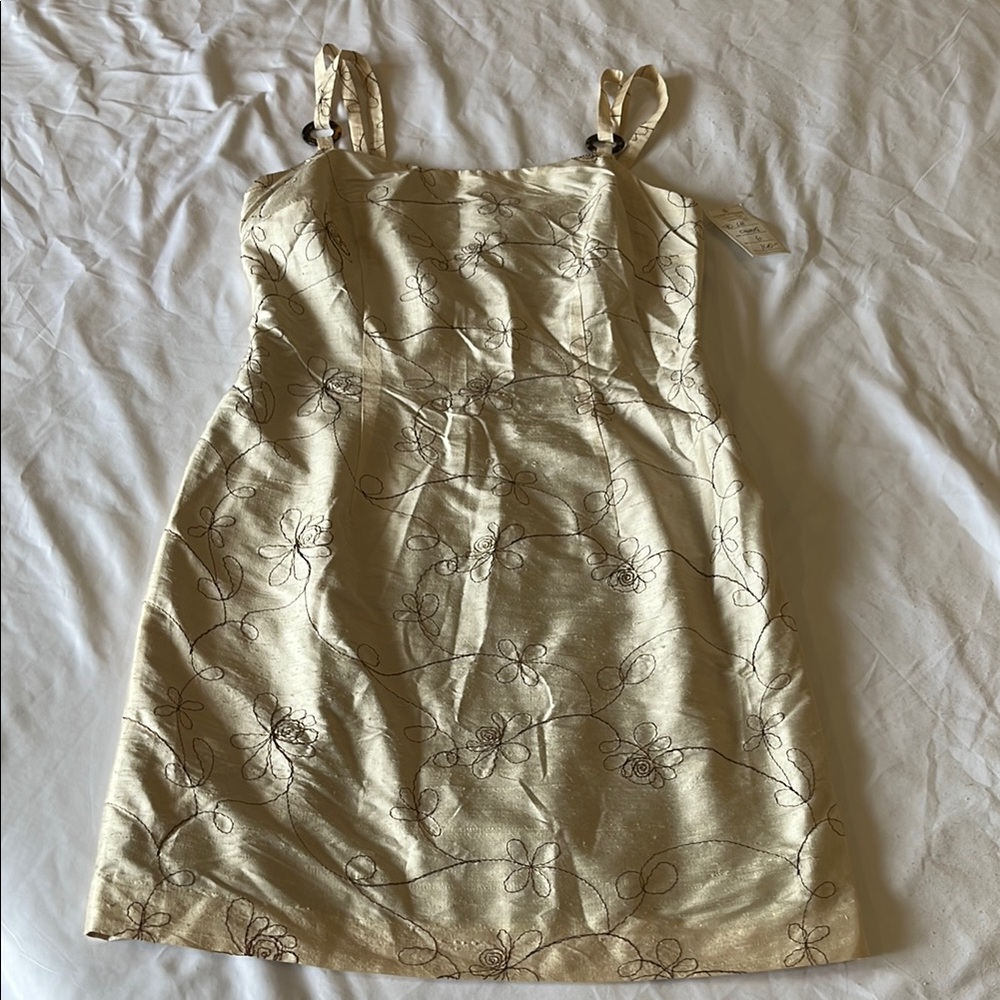 YL by Yair NWT Cream Sleeveless Square Neck Sundress